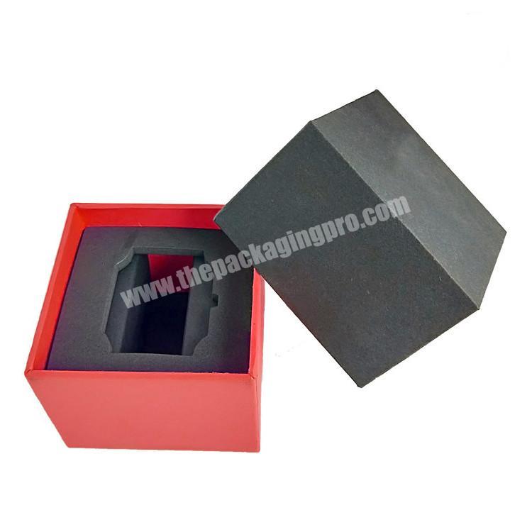 luxury lid and base gift box for smart watch matt black cube boxes packaging