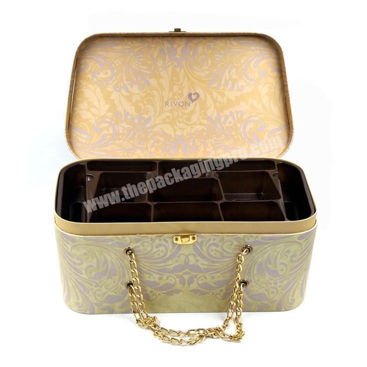 luxury luggage suitcase shape paper box with brown chocolate insert holder