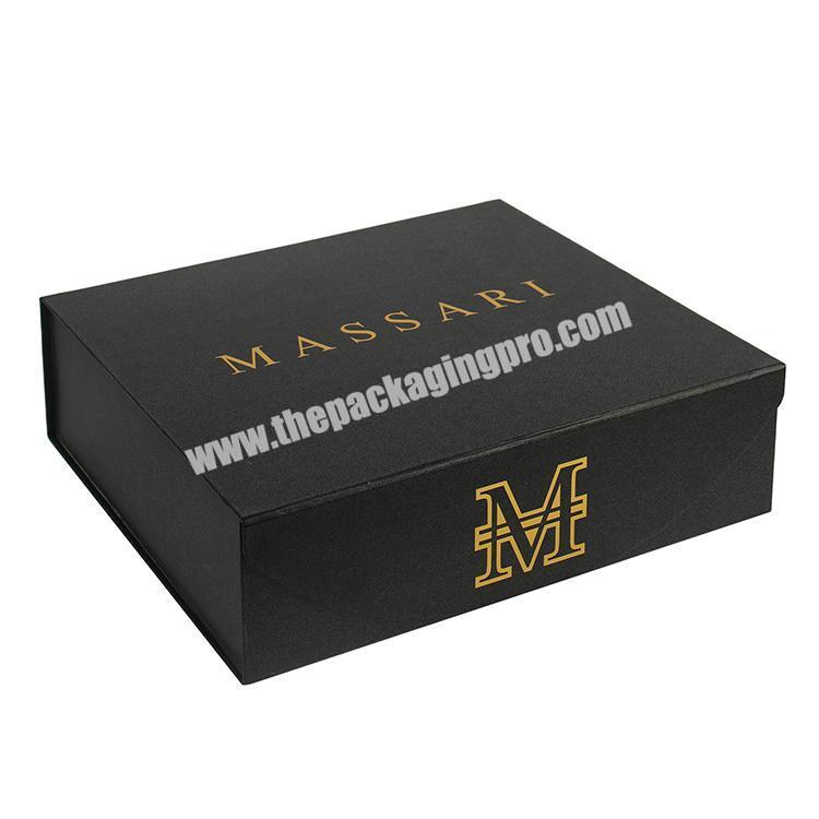 luxury magnetic black folding clothing box custom logo
