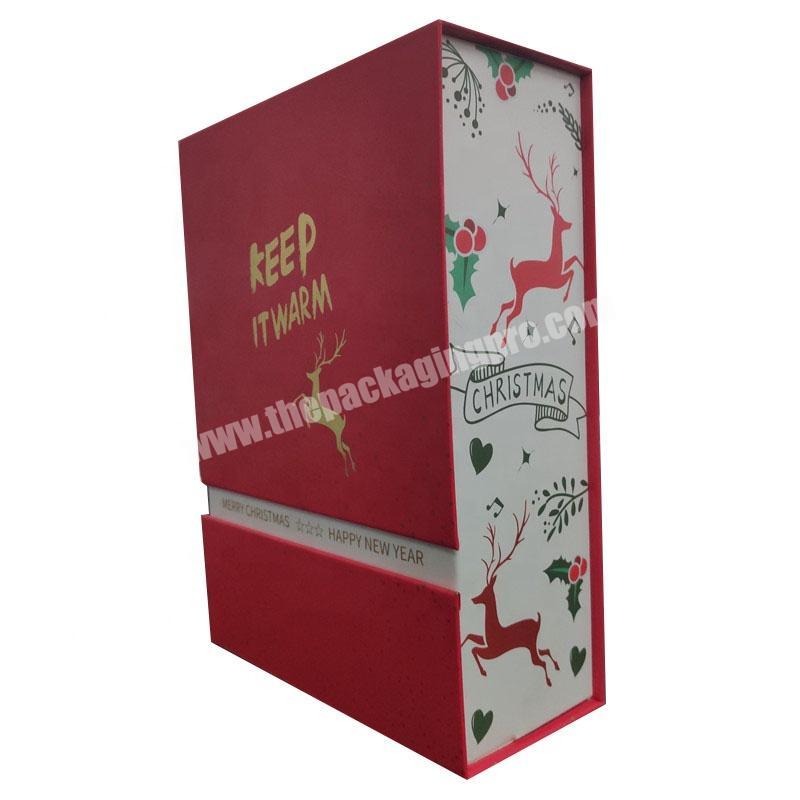 Luxury magnetic christmas gift paper packaging box with ribbon
