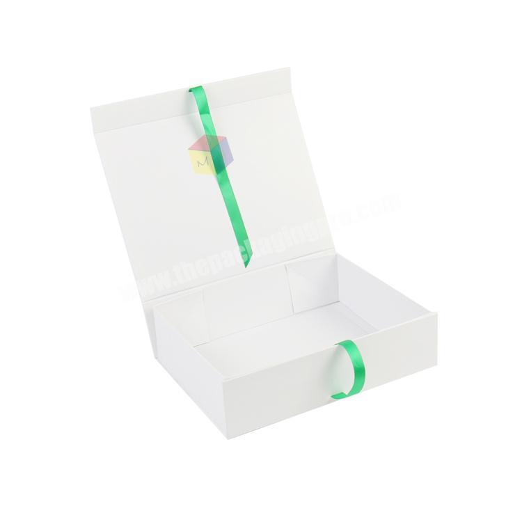 luxury magnetic folding clothing garment box with ribbon