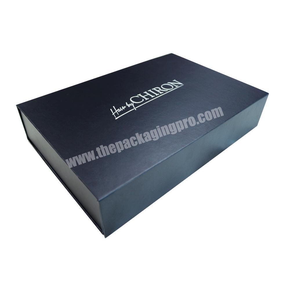 Luxury matte black magnetic closure gift box clothing packaging box flat