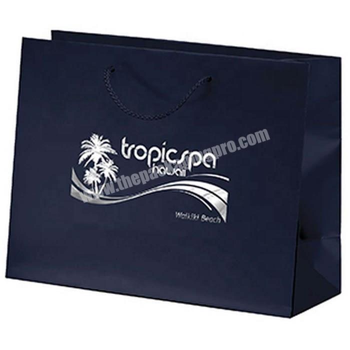 Luxury matte laminated paper shopping packing bag with ribbon
