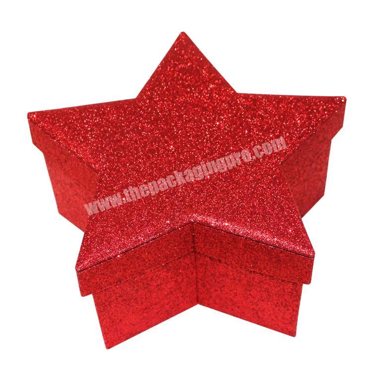 luxury new red top and base packaging gift box UV glitter special shaped box Christmas Star Box product packaging boxes