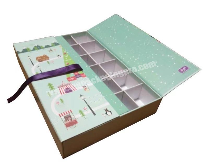 Luxury Nut Chocolate Ball Packaging Gift Rigid Box with Cardboard Grids Divider and Ribbon