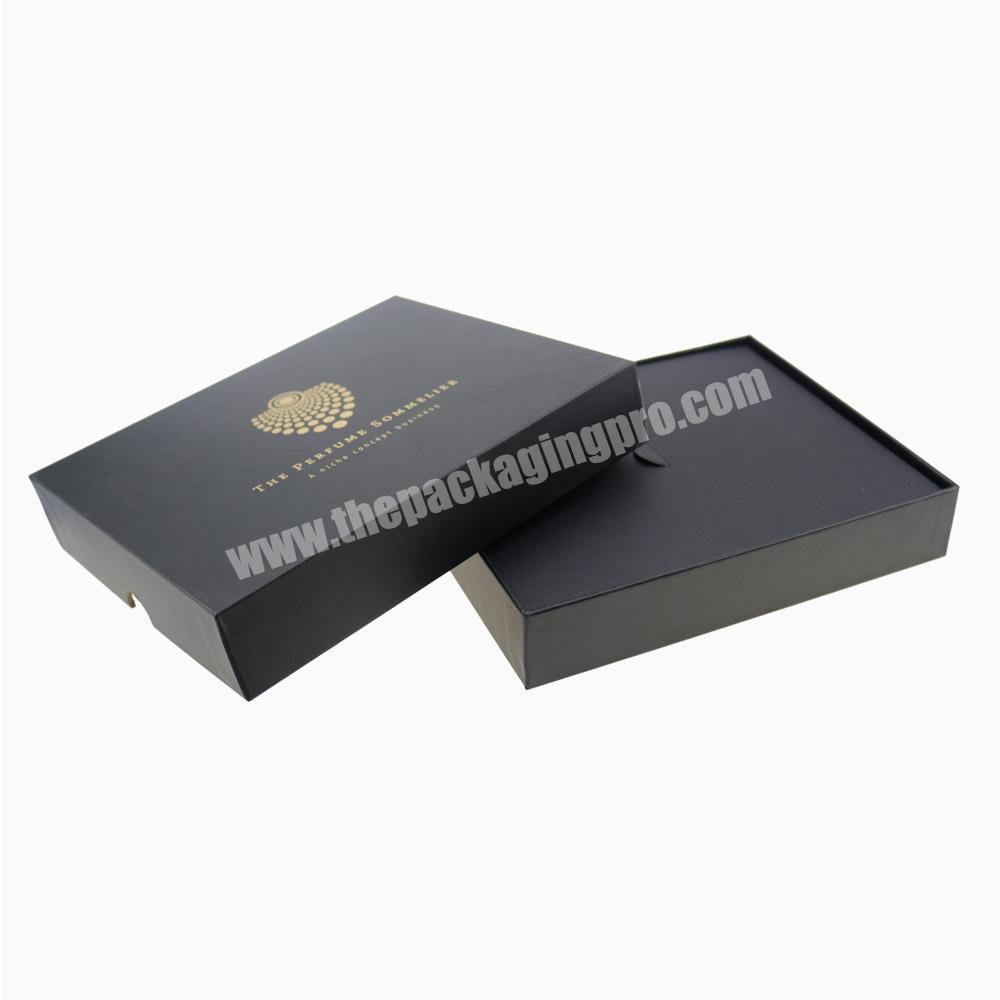 Luxury Outside and Inside Durable Custom Printing Gold Foil  Black Gift Paper Boxes