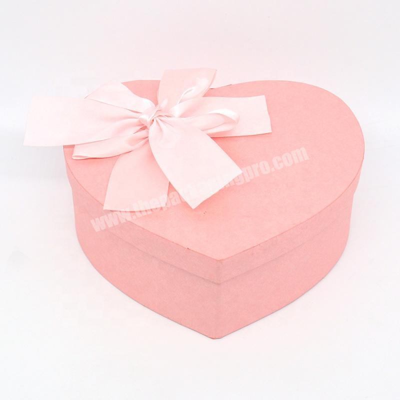 Luxury Packaging Box Rigid Cardboard Paper Pink Sweet Candy Wedding Gift Box With Ribbon