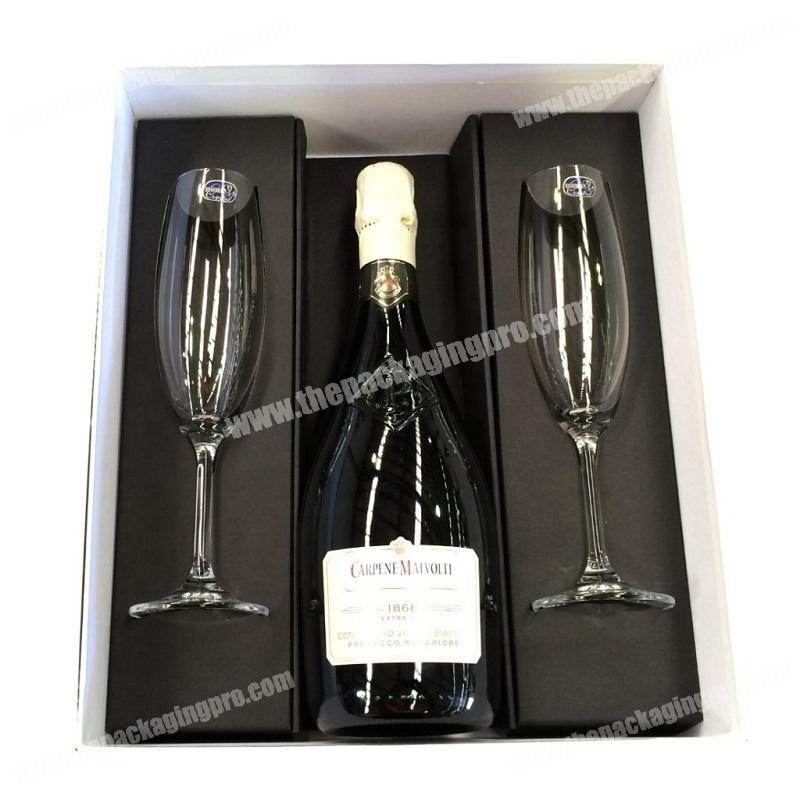 Luxury Packaging Case Sponge Insert Cardboard Paper Custom Wine Glass Bottle Set Gift Boxes