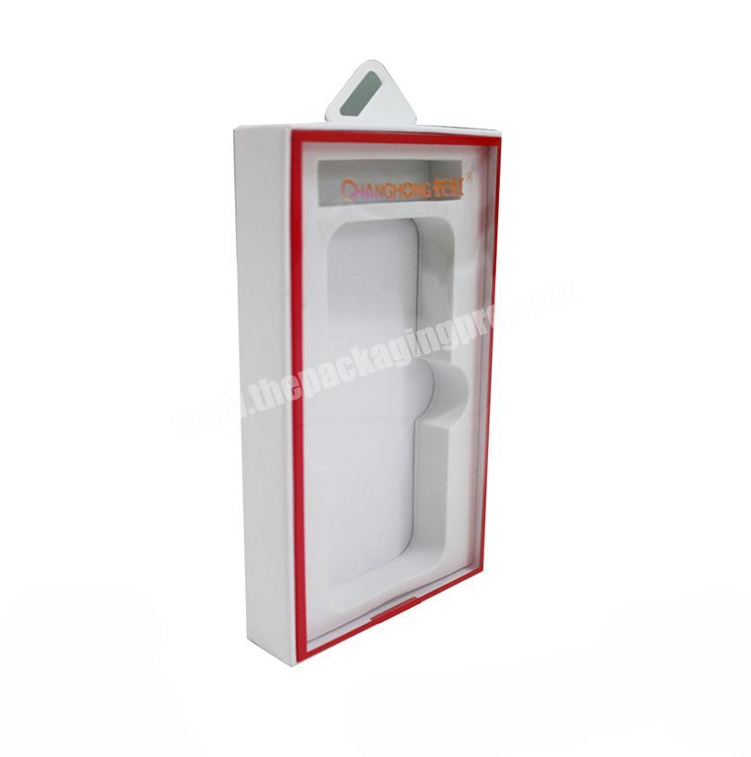 Luxury paper card electronic packaging box with clear window and inner tray