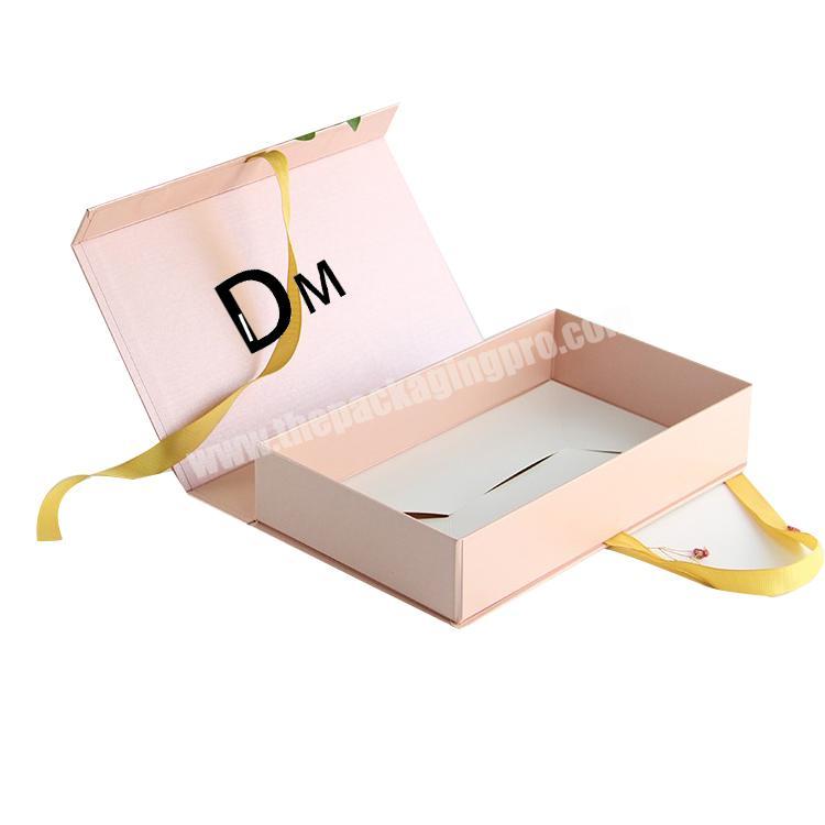 Luxury paper cardboard custom pink packaging magnetic gift box