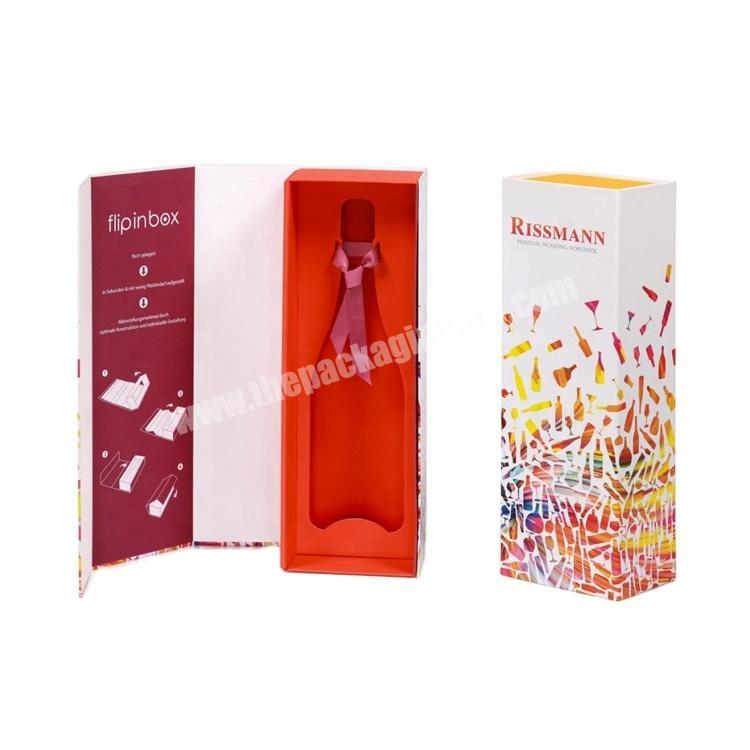 Luxury paper cardboard single bottle magnetic folding wine box