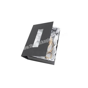 Luxury Paper Cardboard Soft Touch Wig Packaging Box Hair Extension Black Magnetic Flip gift box