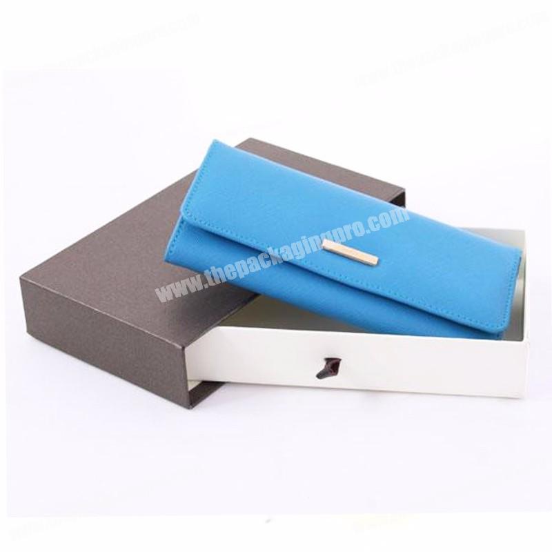 Luxury Paper Custom Printed LOGO Hot Stamping Sliding Drawer Wallet Packaging Gift Box