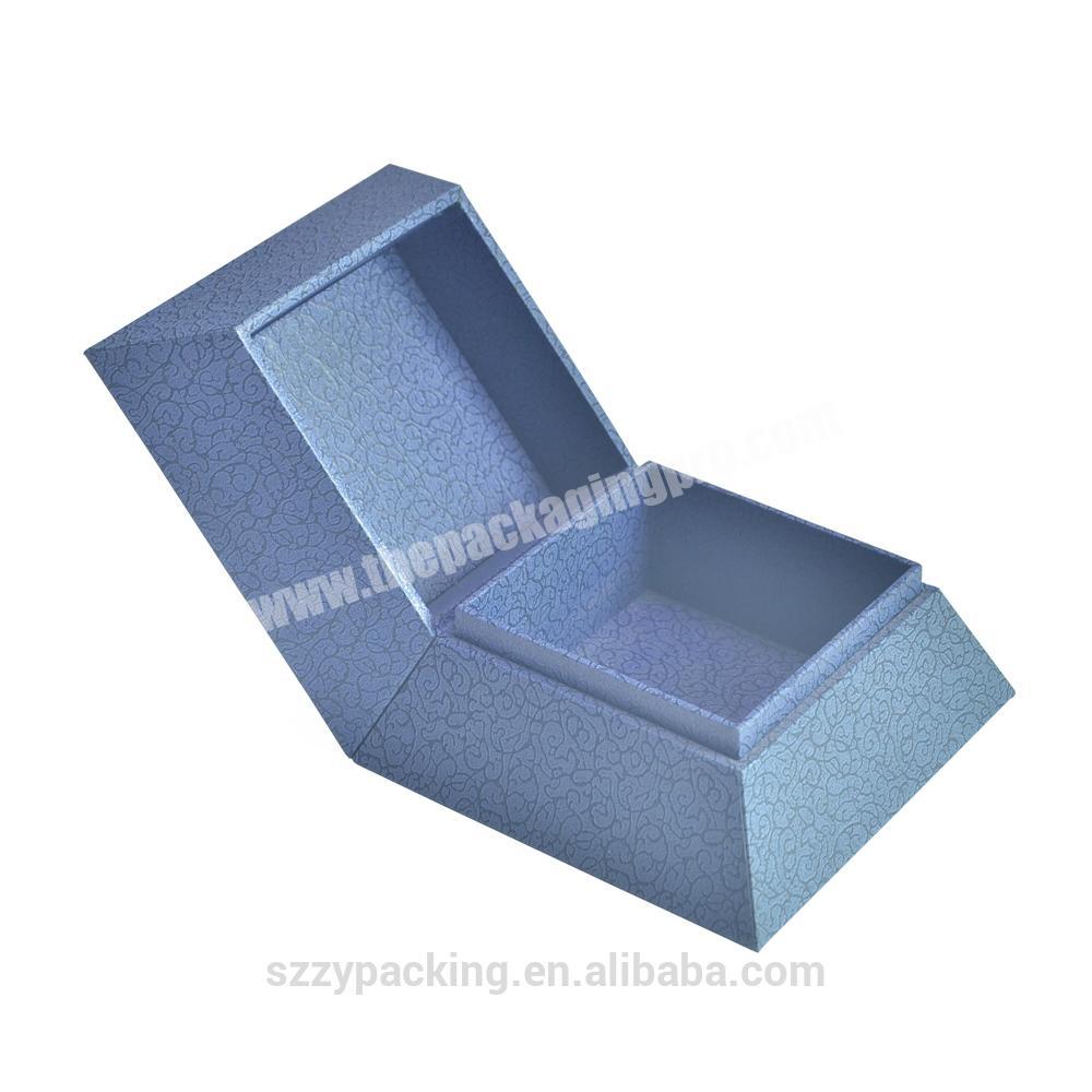 Luxury Paper Embossed Texture Blue Jewelry Packaging