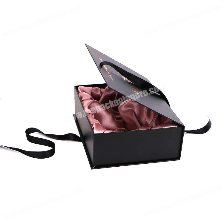 Luxury paper gift labels and human virgin bundle weave custom magnetic hair extension wig packaging box