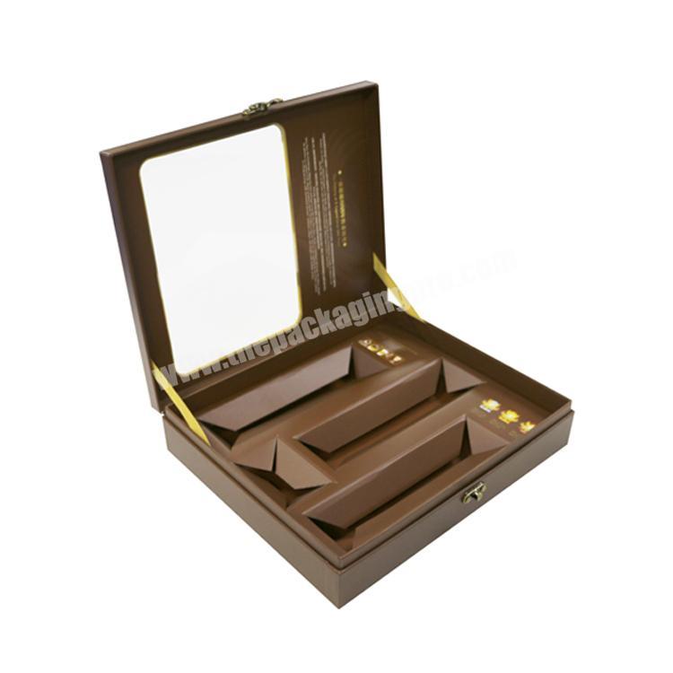 luxury paper gift packaging box with lock and window