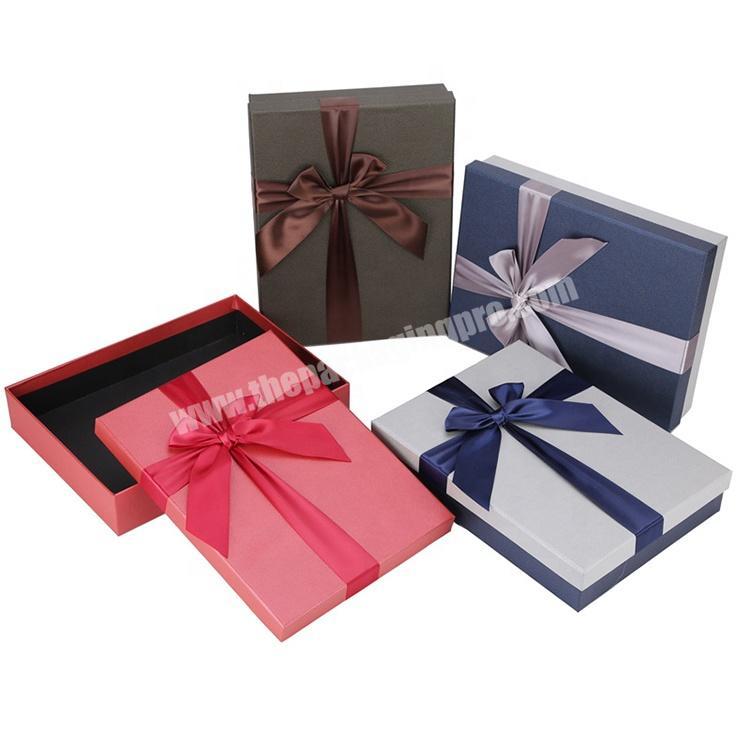 Luxury Paper Handmade Square Scarf Gift Packaging Box With Ribbon