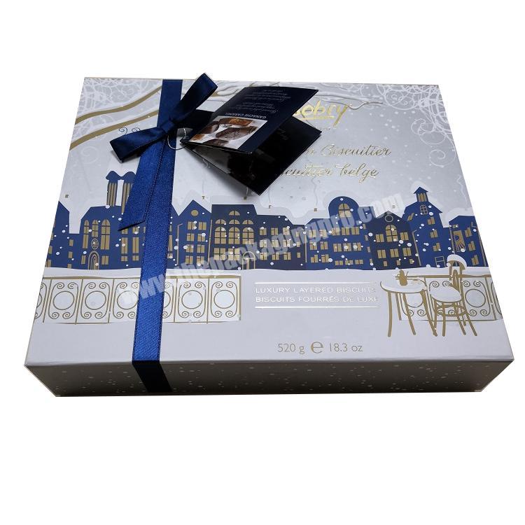 Luxury paperboard folding chocolate gift box with ribbon magnetic closure