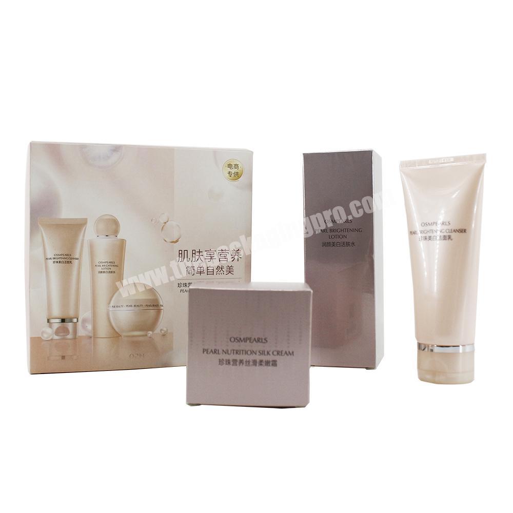 Luxury Pearl Beauty Nutrion Gift Set Empty Cosmetic Cream Packaging Box with Plastic Tray