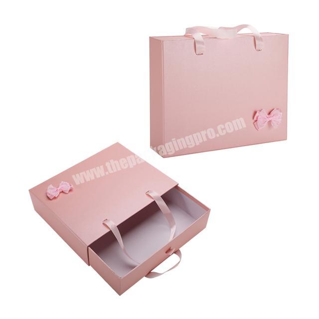 Luxury Pink Drawer Gift Packaging Wig Hair Extensions Packing Boxes Wedding Dress Hat T-Shirt Scarf Box With Ribbon