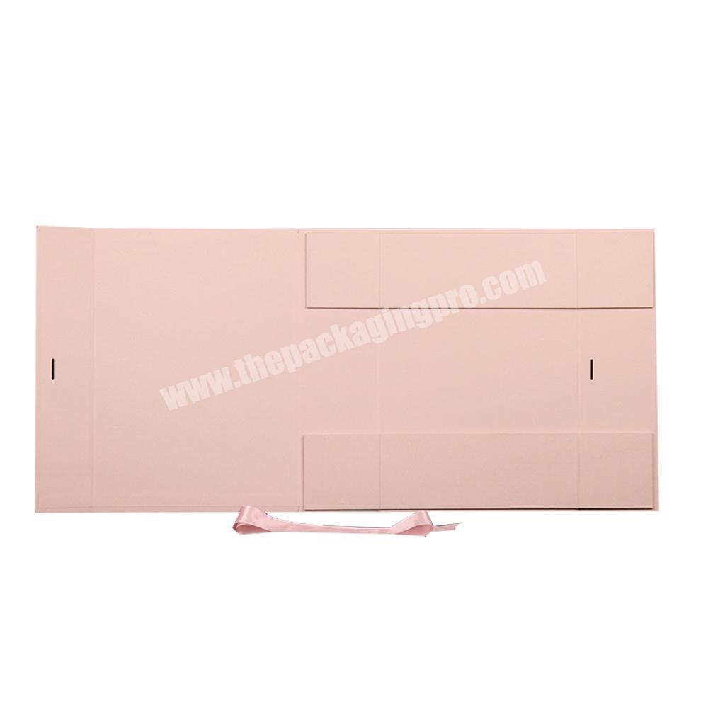 Luxury Pink Women ClothingShoppingShoes Custom Magnetic Foldable Paper Cardboard Rigid Boxes With Ribbons