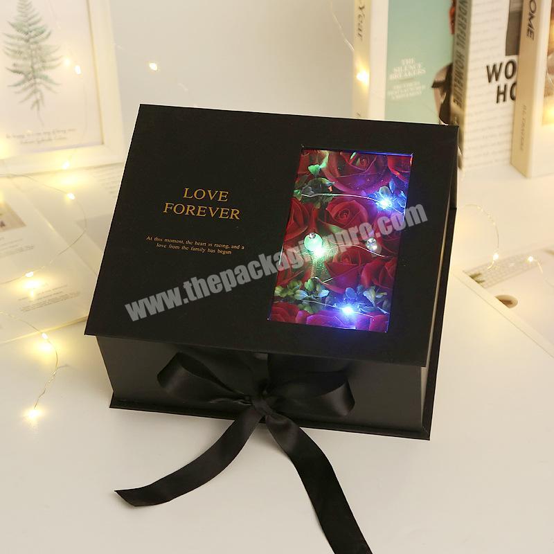 Luxury Rectangle Shape Flower Packaging Gift Box With PVC Window in Guangzhou