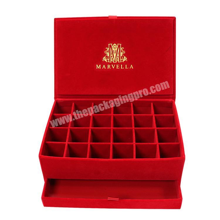 luxury red cosmetic paper box packaging custom logo wedding ring box velvet box