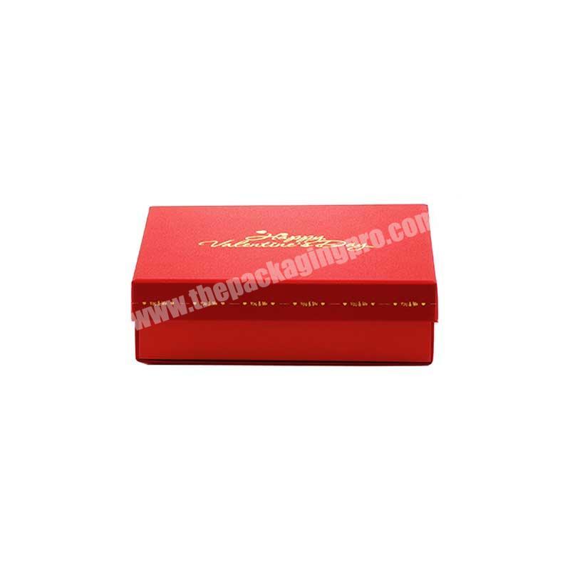 Luxury red shallow folding base paper gift packaging box with separate lid
