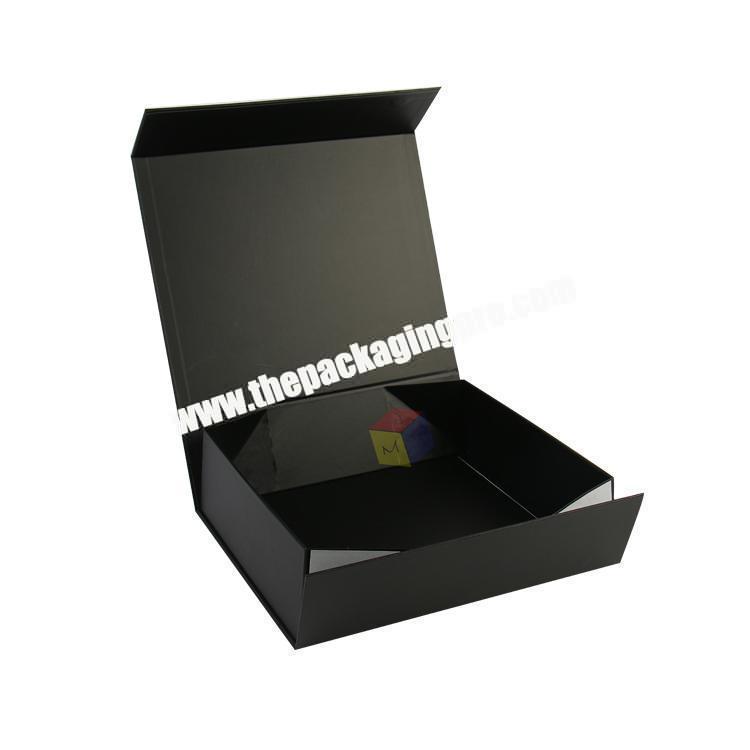 luxury rigid black folding cardboard box magnetic flip clothes