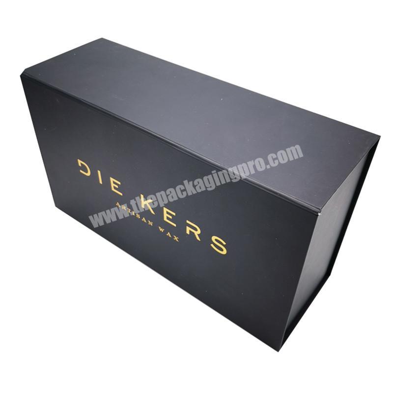 Luxury Rigid Cardboard Black Linen Textured Paper Custom Design Flip Top Magnetic Close Packaging Gift Boxes