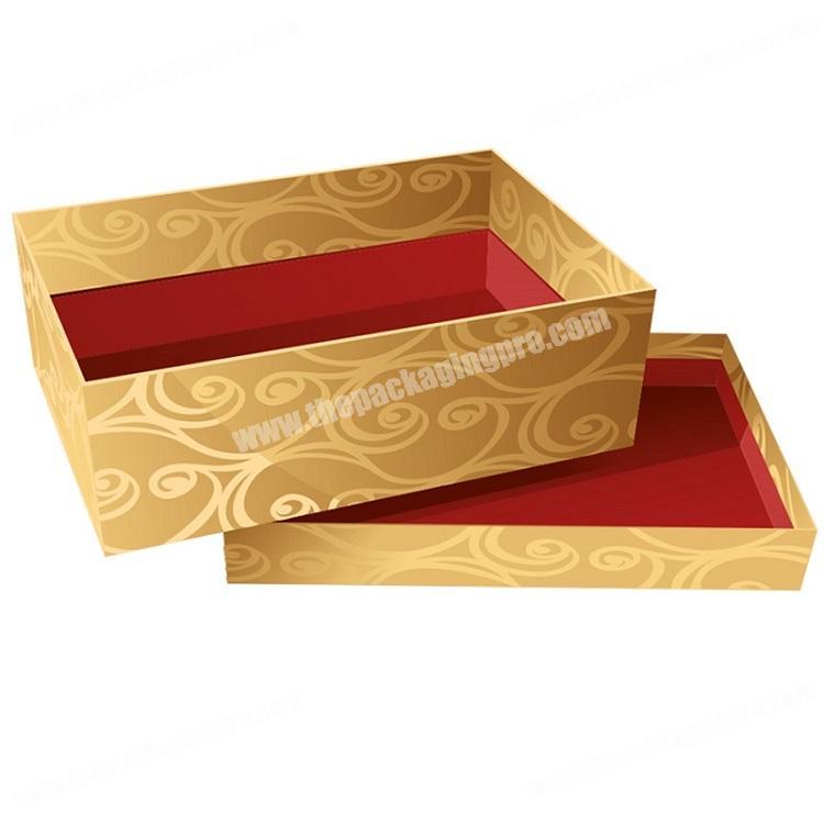 Luxury rigid cardboard paper custom design gold printing shoe box storage   christmas gift packaging box