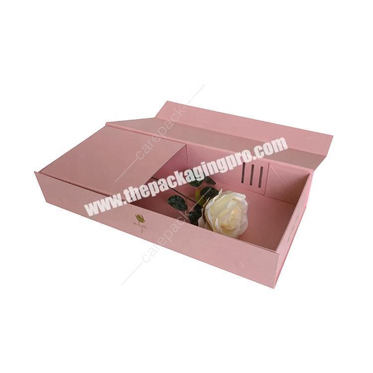 Luxury rigid Foldable cardboard box Custom Hard Dress Clothing Beauty flower Packaging Hamper Gift box