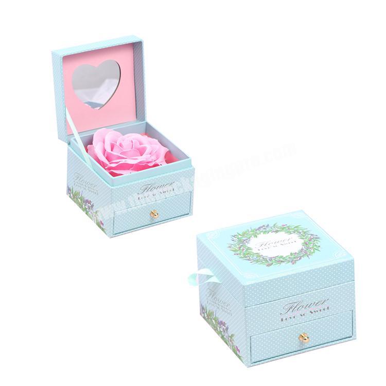 Shop luxury Rose dried flower gift box and ring gift box with a mirror 12x12x4.5CM