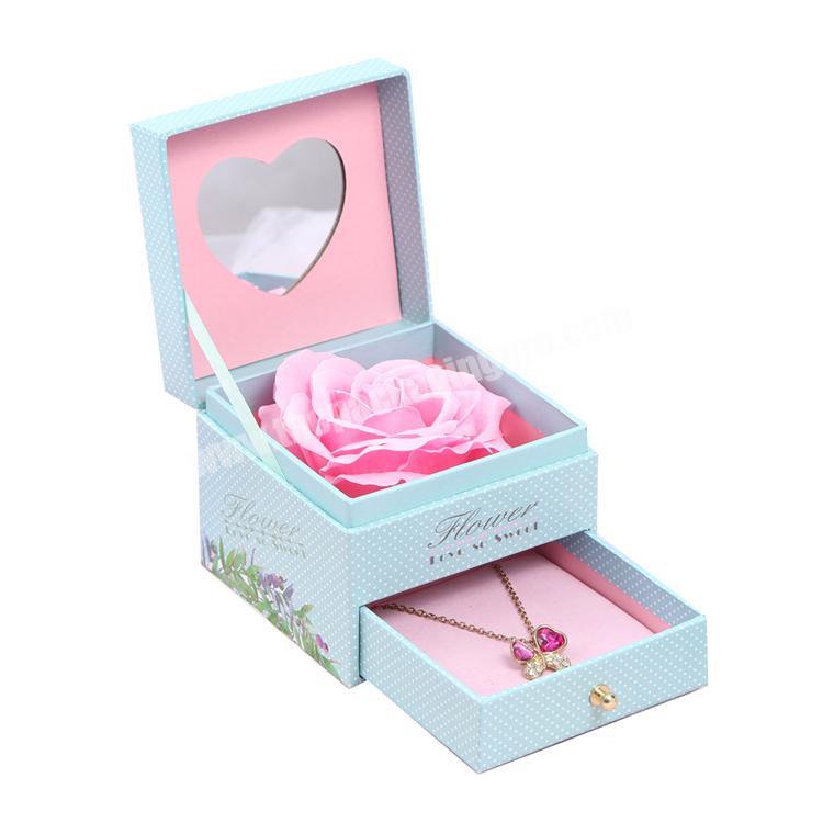 Factory luxury Rose dried flower gift box and ring gift box with a mirror 12x12x4.5CM
