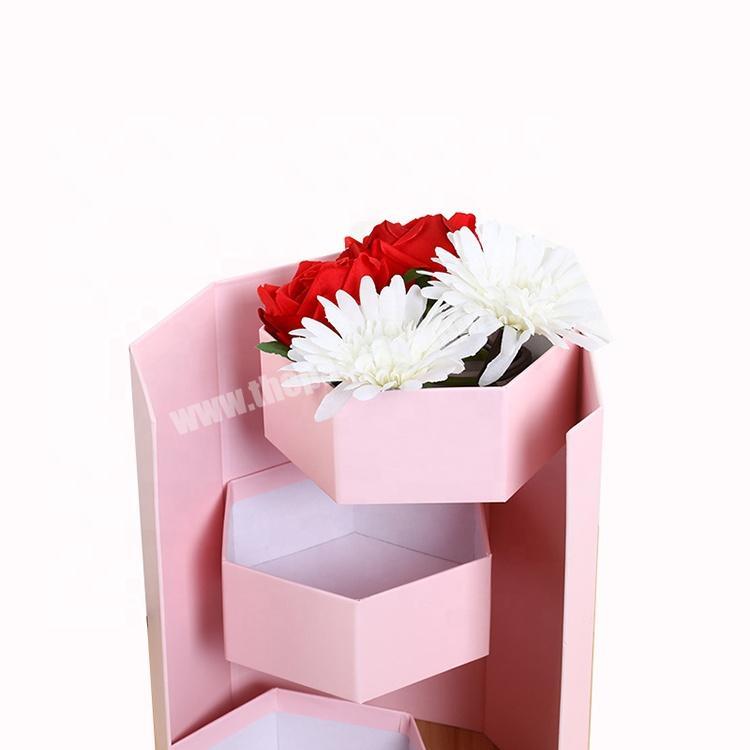 Luxury rotating three-layer paper flower jewelry gift packaging box