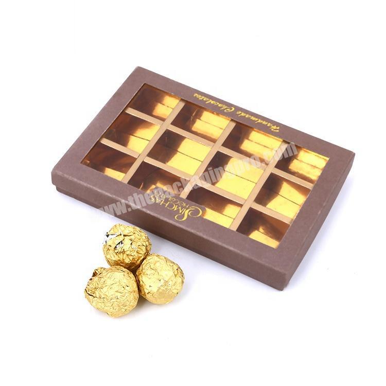 Luxury Silk Screen Printing Gold Cardboard Paper Packaging Gift Chocolate Box With Dividers