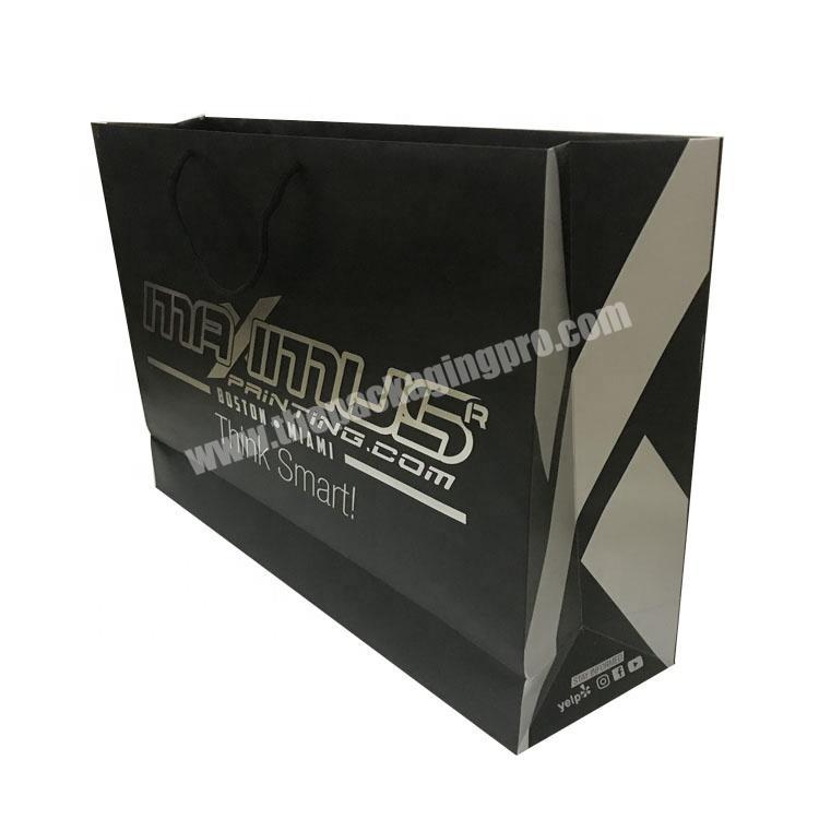 luxury silver hot stamping paper shopping bag wholesale with logo print