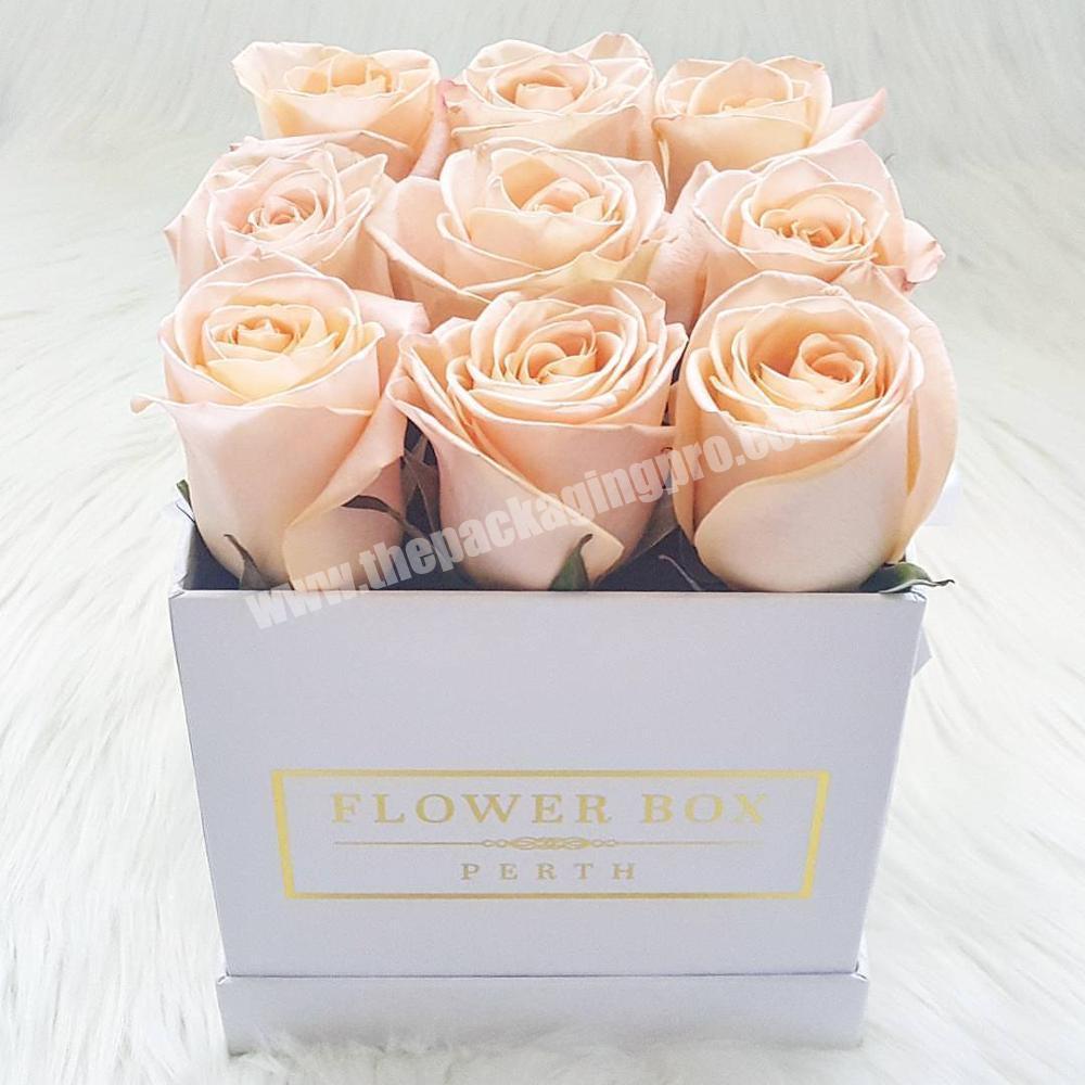 Luxury small bulk white cardboard square  flower packaging box for 9 roses supplier