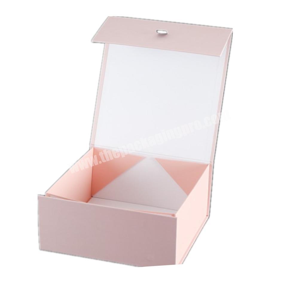 Luxury soft touch pink paper foldable magnetic custom boxes with logo