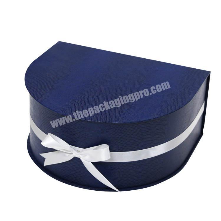 Luxury Special paper half round box paper box package with ribbon