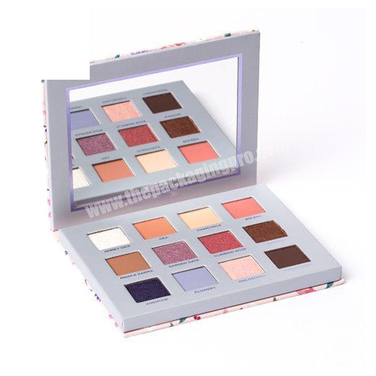 Luxury square custom color empty magnetic eyeshadow case with mirror