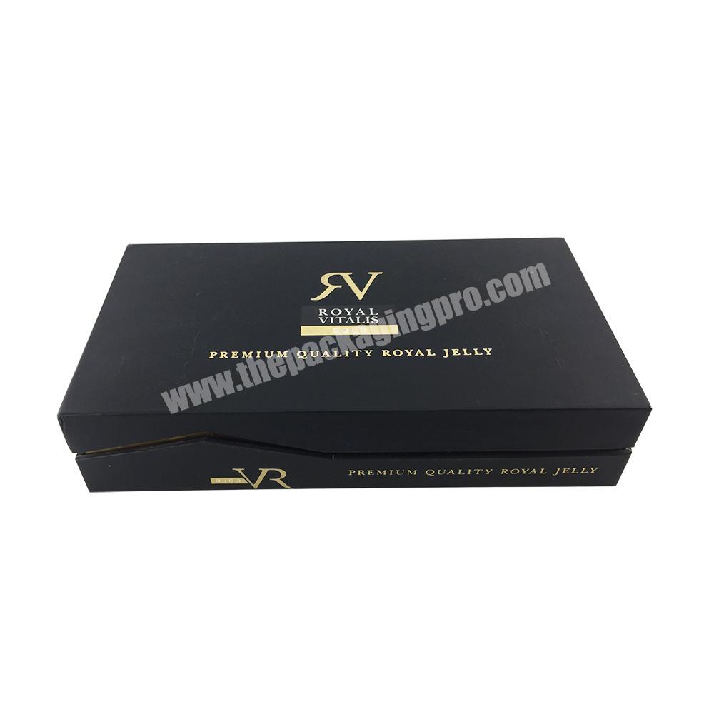 Luxury Velvet Foam Black Matt Embossed Gold Foil Logo Custom Cosmetic Perfume Gift Box Packaging