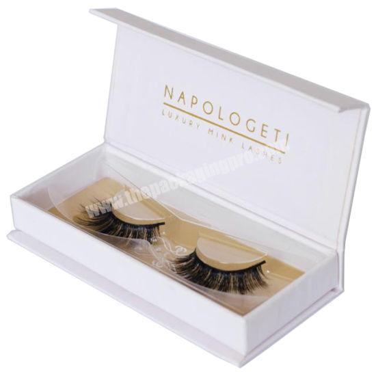 Luxury White Eyelash Cosmetic Packaging Paper Box With Magnetic