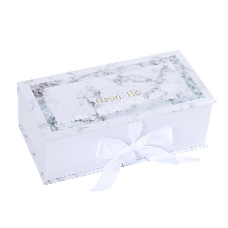 Luxury White Magnetic Closure Cardboard Paper Packaging Perfume Bottle Clamshell Gift Book Box With Ribbon