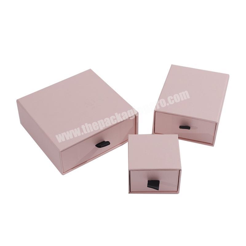 luxury wholesale low moq black kraft pink white cardboard jewelry gift box with drawers