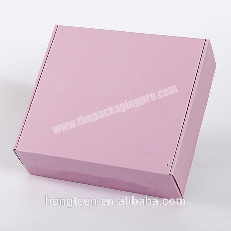 Luxury women pink corrugated cardboard garment shipping custom box packaging clothing