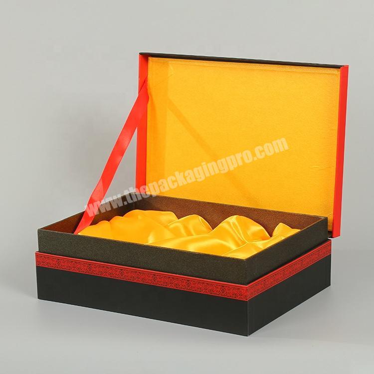 magnetic boxes with ribbon inside hight end tea packaging box