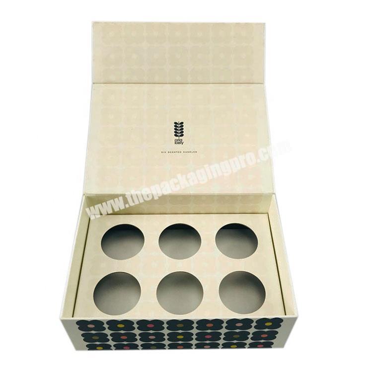 Magnetic chipboard flip cover 6PCS scented candle box with cardboard tray