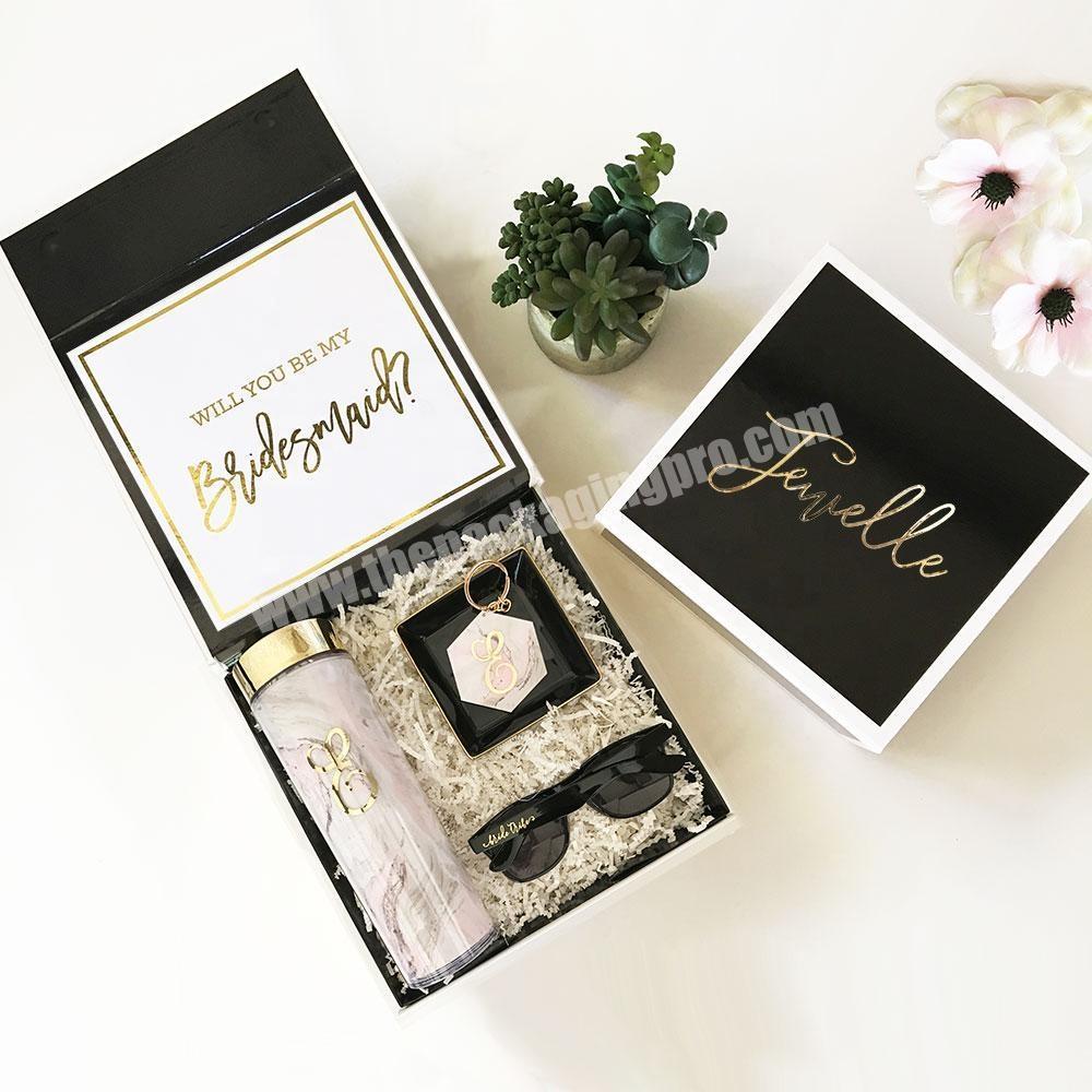magnetic closure elegant white bridesmaid gift box