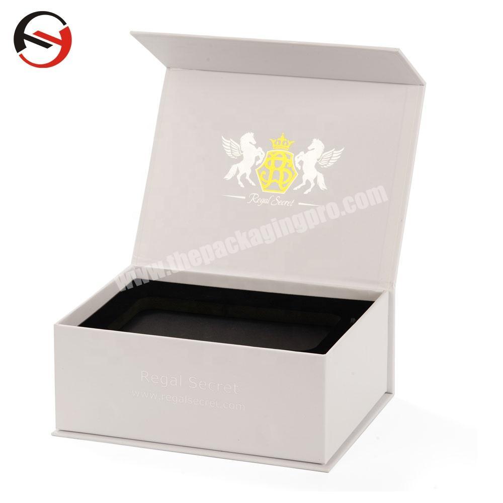 Magnetic Closure Flip Flap Open White Presentation Paperboard Box Luxury Rigid Cardboard Plain White Jewelry Gift Box Packaging